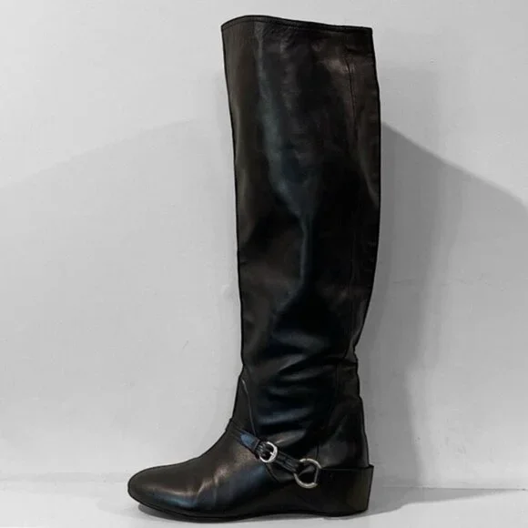 Laurel Over The Knee Covered Wedge Heel Boots Black Size 36 - Picture 1 of 16